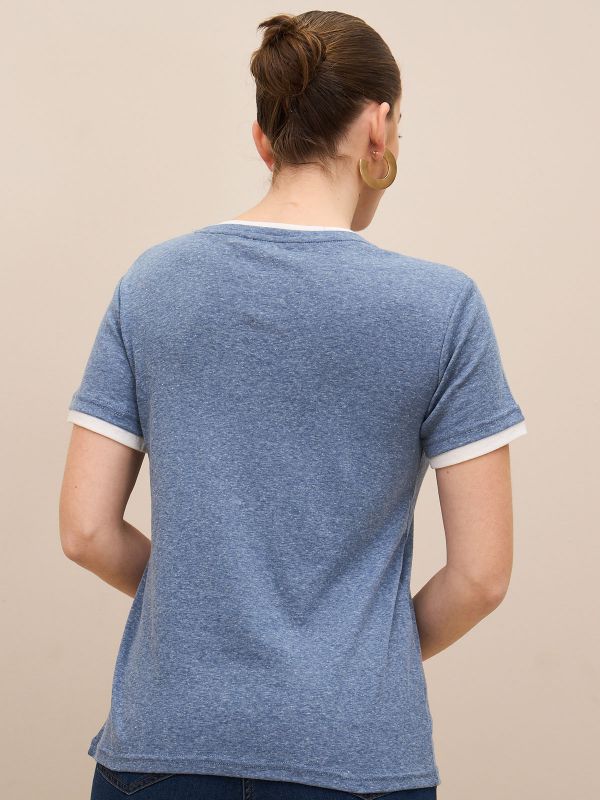 טי שרט שילוב מחשוף עגול