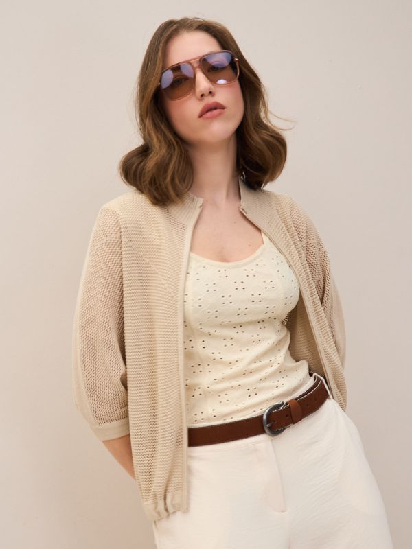 סריג קרופ חתכים עם רוכסן