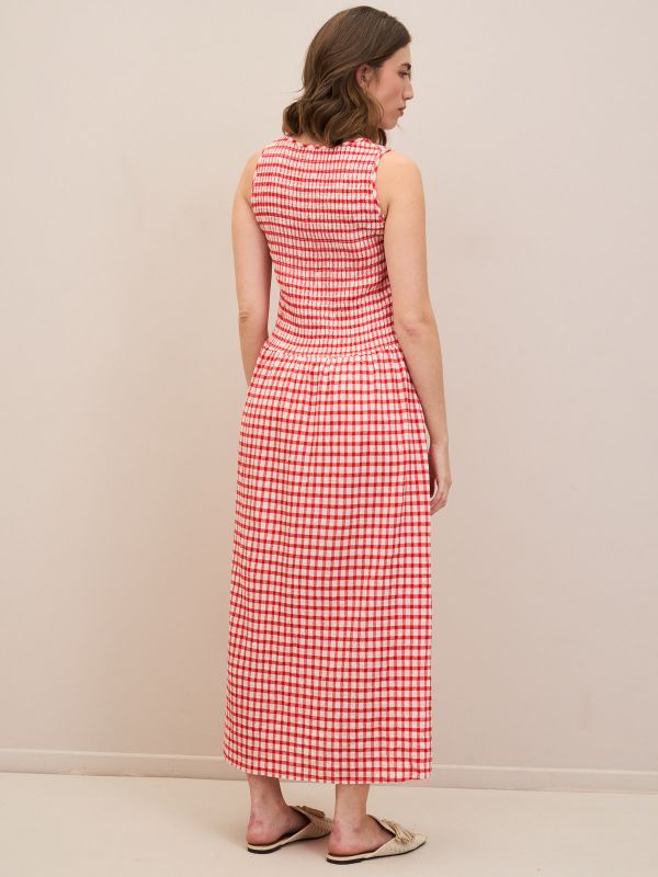 שמלה פיקניק מקסי משובצת