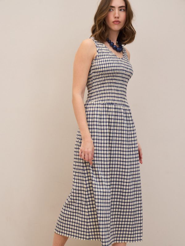 שמלה פיקניק מקסי משובצת