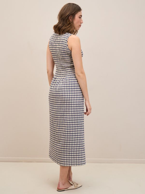 שמלה פיקניק מקסי משובצת