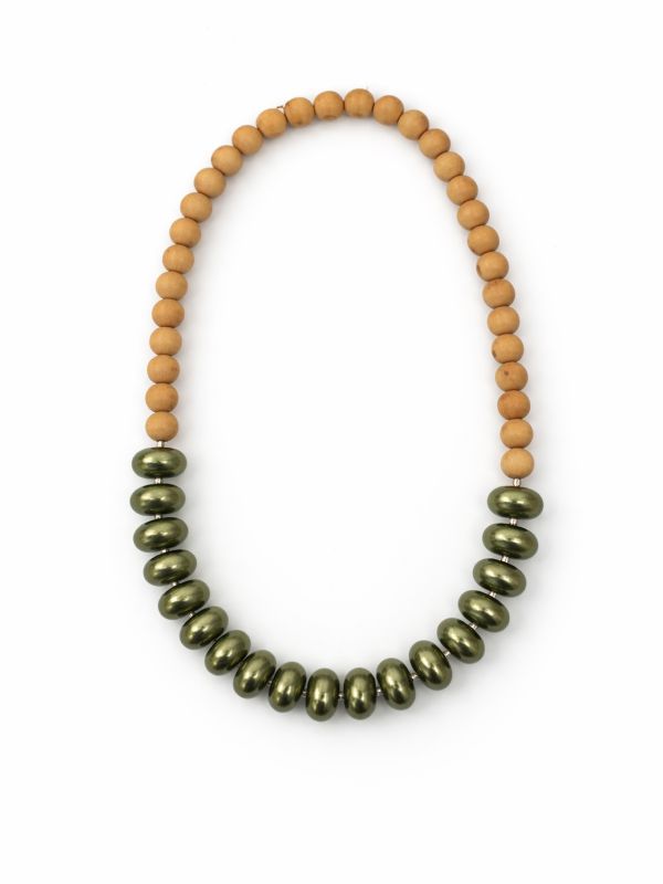 שרשרת עץ וחרוזים אובליים