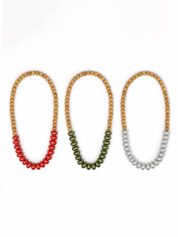 שרשרת עץ וחרוזים אובליים