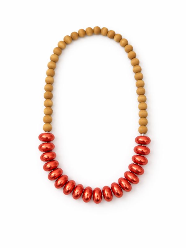 שרשרת עץ וחרוזים אובליים