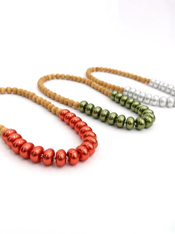 שרשרת עץ וחרוזים אובליים