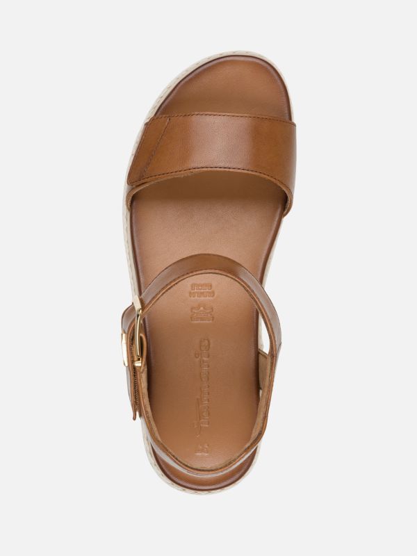 סנדל עור עם מדרס מרופד נשלף, סגירת סקוצ’. תמריס TAMARIS.