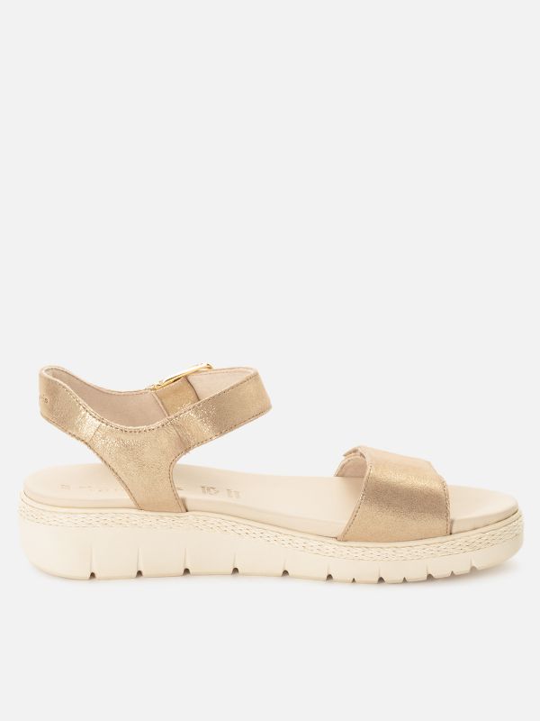 סנדל עור עם מדרס מרופד נשלף, סגירת סקוצ’. תמריס TAMARIS.