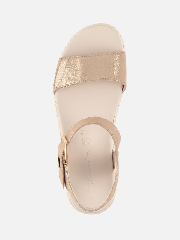 סנדל עור עם מדרס מרופד נשלף, סגירת סקוצ’. תמריס TAMARIS.