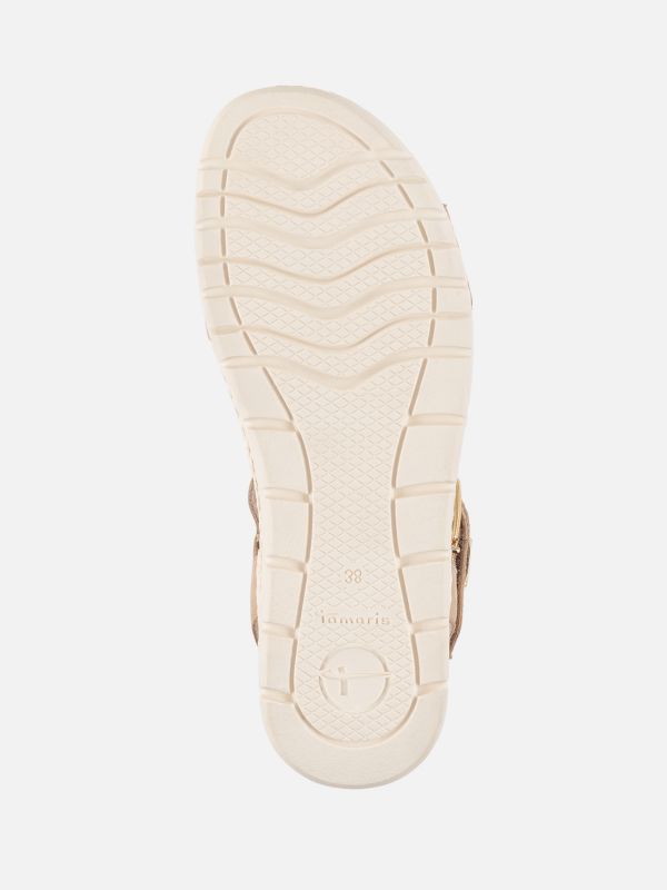 סנדל עור עם מדרס מרופד נשלף, סגירת סקוצ’. תמריס TAMARIS.