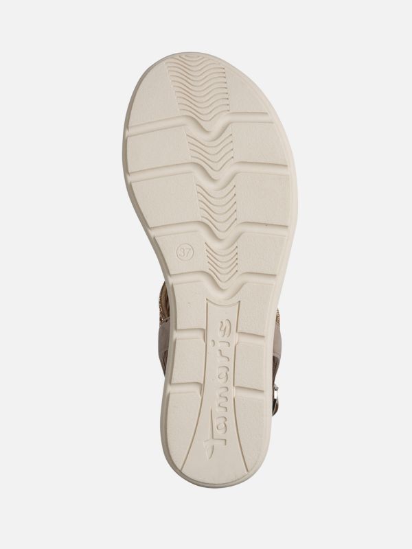 סנדל בעיצוב אלגנטי עדין. צבע ברונזה זוהר. מדרס נוחות. תמריס TAMARIS.